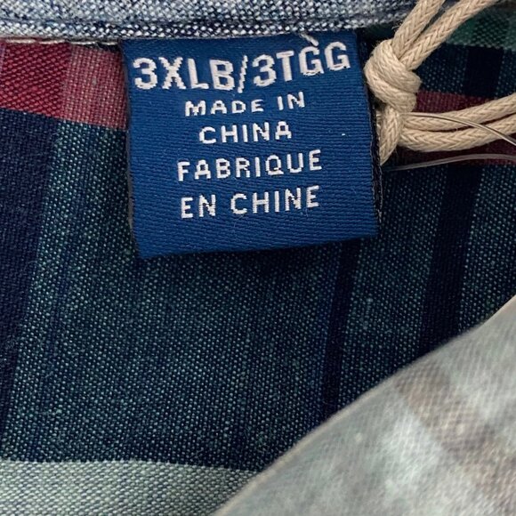 Tommy Bahama Tortola Sunwash Check Plaid Shirt 3XLB Big & Tall Azul Mar Cotton - Picture 9 of 12